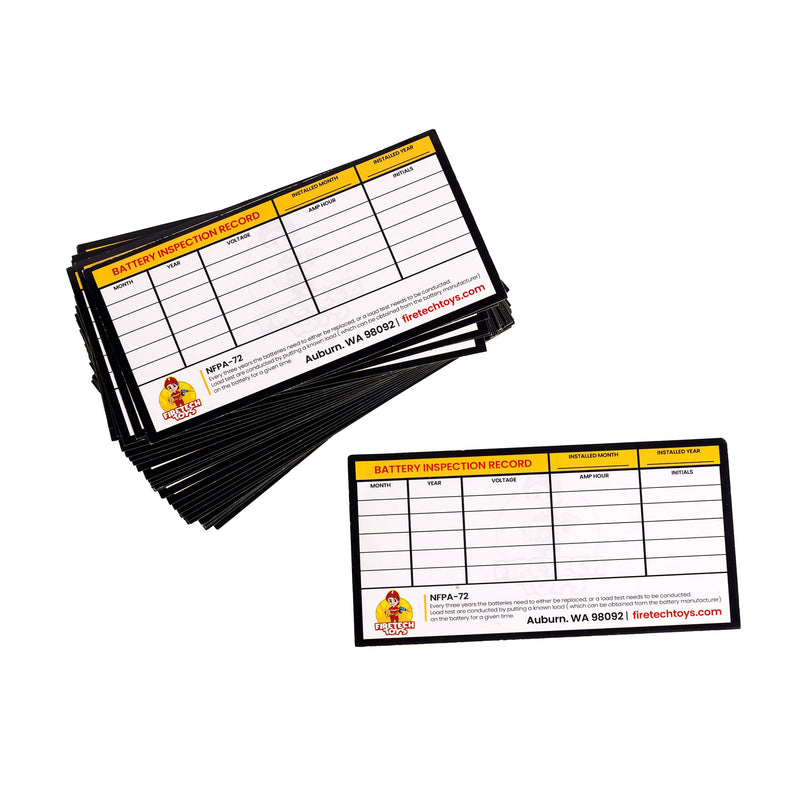 Fire Alarm Technicians Battery Test Data Labels (50 Pack)