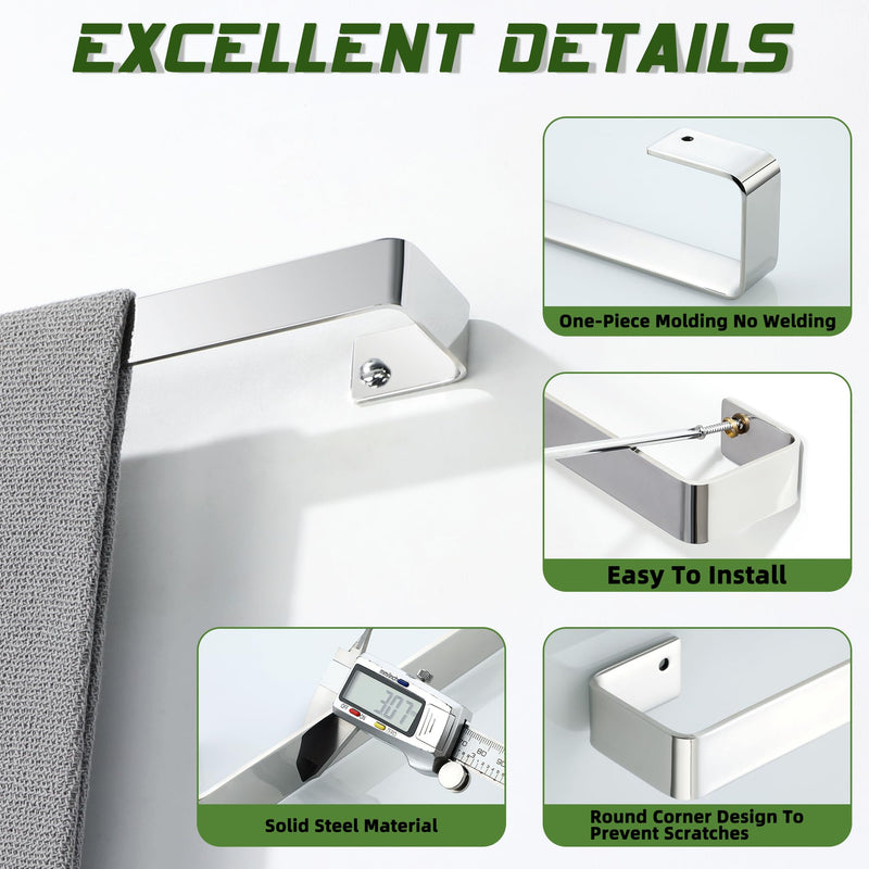 Alise Hand Towel Holder Towel Bar for Bathroom Wall Mount,SUS304 Stainless Steel Towel Rack for Bathroom and Lavatory,Kitchen,16 in Bath Towel Hanger Towel Rail,Polished Chrome 16 inch Polished Chrome