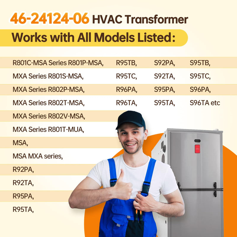 [Australia - AusPower] - OEM 46-24124-06 4011F-5 HVAC Transformer 40 VA 120/24V Compatible with Rheem Basler Electric Furnaces, Replace Rheem Ruud 46-24124-06 Replace Basler Electric BE161640GDD 29M7101 0037 G19 