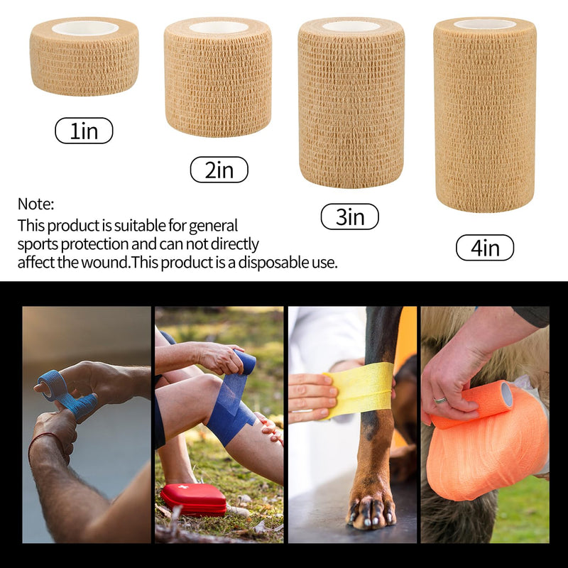 [Australia - AusPower] - 1"/2"/3"/4" Self Adhesive Bandage Wraps, 6pcs 5 Yard Breathable Elastic Wraps, 12 Colors to Choose, (2", Skin Color, 6pcs) 6pcs Skin Color 2 Inch 