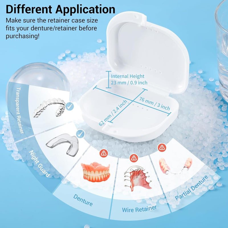 2 Piece Braces Box Set - Portable Dental Box Retainer Case for On the Go, Aligner Box with Ventilation Holes for Mouth Protection & Prostheses, Robust Plastic Case, White & Black