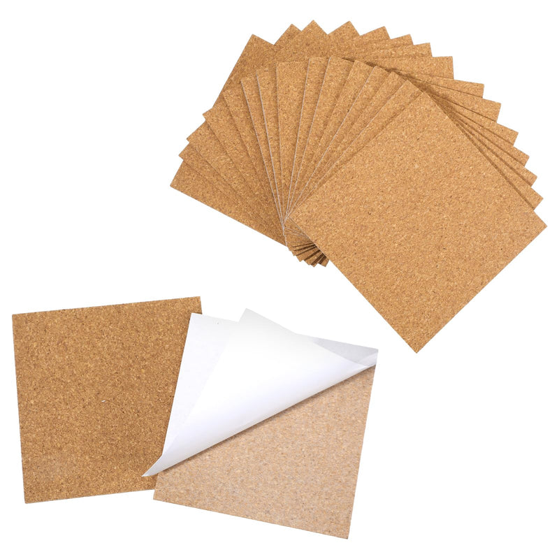 15 PCS Adhesive Cork Sheets 1mm Thick 4"X 4" Cork Sheets with Adhesive Backing for DIY Coasters Crafts Wall Decor Coffe Crafts Insulation Wedding Party