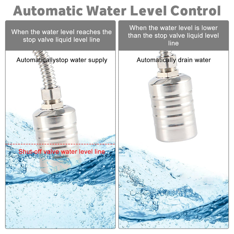 [Australia - AusPower] - 2-Pack Internal Float Valves, Automatic Water Level Control Valve for Water Tanks, Pools, Livestock & Aquariums – 1/2" to 3/4" Inlet, Food-Grade Nylon & Stainless Steel D-1/2" to 3/4'' 