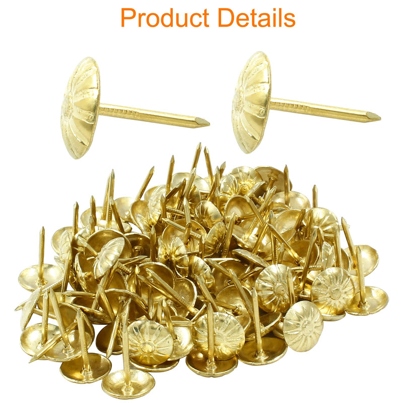 [Australia - AusPower] - 100PCS Gold Brass Upholstery Decorative Tacks, Antique Furniture DIY Nails Upholstery Daisy Stud for Sofa, Door and Craft (11 * 16MM) 100PCS 