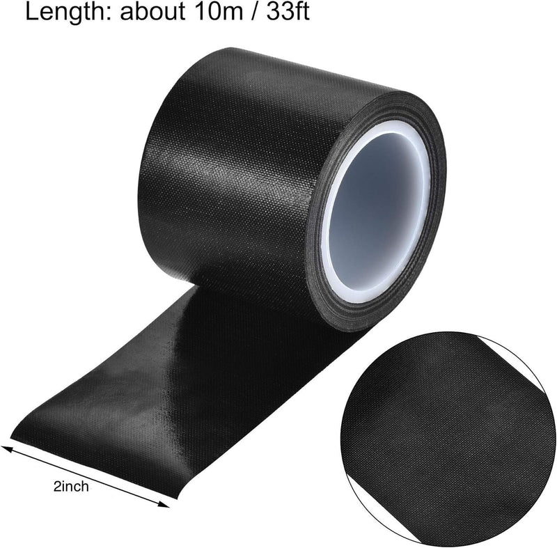 1Roll 10m Black/White PTFE Teflon Tape Nonstick Tape 500℉ High-Temp Fiberglass Adhesive Tape (Black, 2-inch x 33FT)