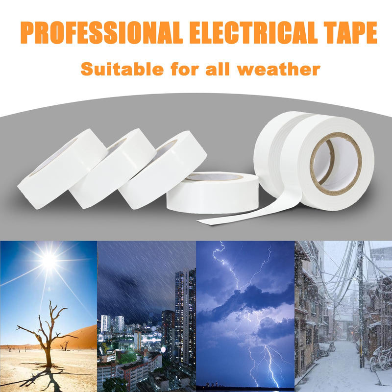 [Australia - AusPower] - White Electrical Tape,0.7in X 26.5ft,7mil Thick,6 Pack,Industrial Grade Electrical Tape,Multipurpose Electric Tape for Wrapping Wiring Harness,Electric Insulating 0.7in X 26.5ft White 6 