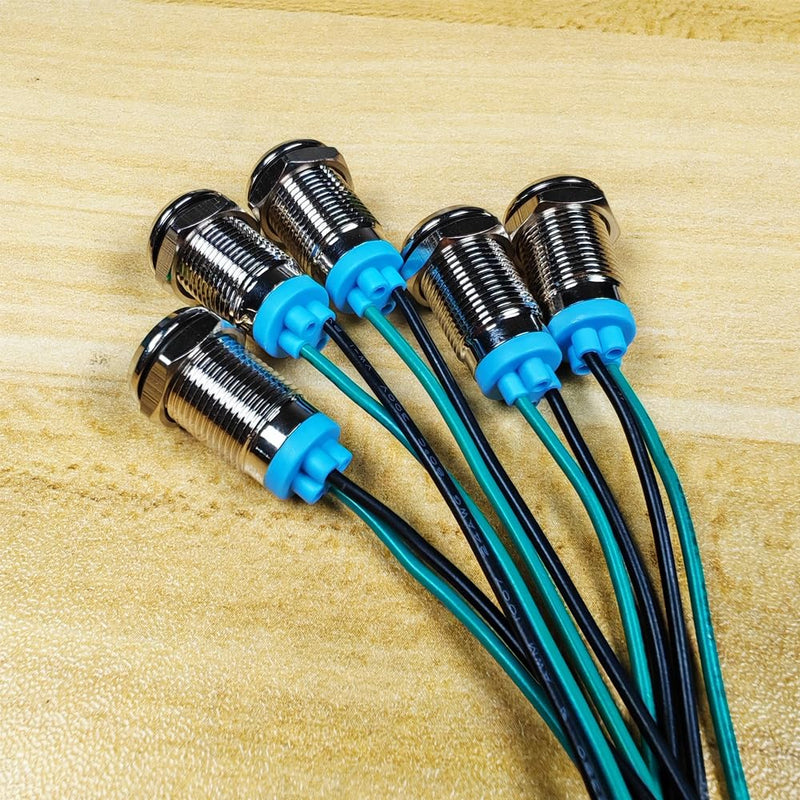 Gebildet Pack of 5 10 mm 3V-4.5V-5V-6V-7.5V-9V LED Metal Indicator Light Waterproof Signal Lamp Pilot Dash with Wire (Green) Green (10mm)