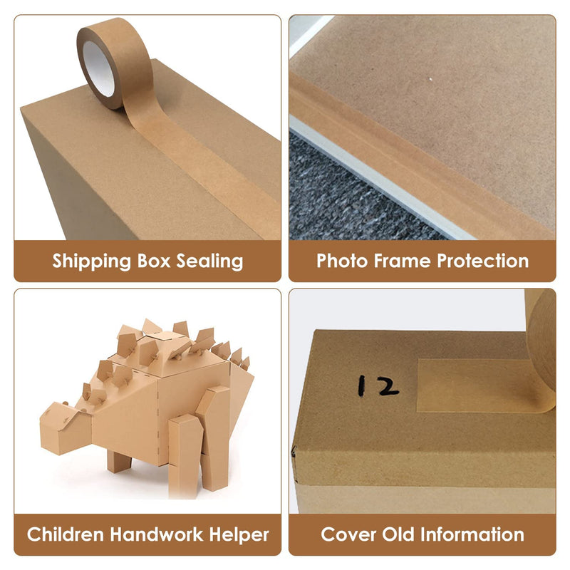 TooCust Writable Brown Paper Tape 2inchx 55YD, Non-Coated Surface - No Water Needed - Hand Tearable,Cardboard Tape, Paper Tape for Shipping, Packing Tape Brown Heavy Duty-1 Roll 1
