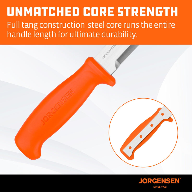 [Australia - AusPower] - Jorgensen Wood Chisel Knife with Sheath, Wood Chisel for Woodworking with Ergonomic Handle, SK5 Carbon Steel Blade, Full Tang Design, for Carving, Whittling, Splitting 