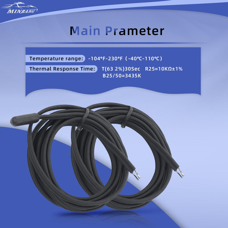 [Australia - AusPower] - 2PCS NTC Temperature Sensor Probe for Dixell XR01CX XR02CX XR03CX XR06CX XR20CX XR30CX XR40CX XR60CX XR70CX Digital Temperature Thermostat Controller, Temperature Range: -40°C-110°C(Black) Black 