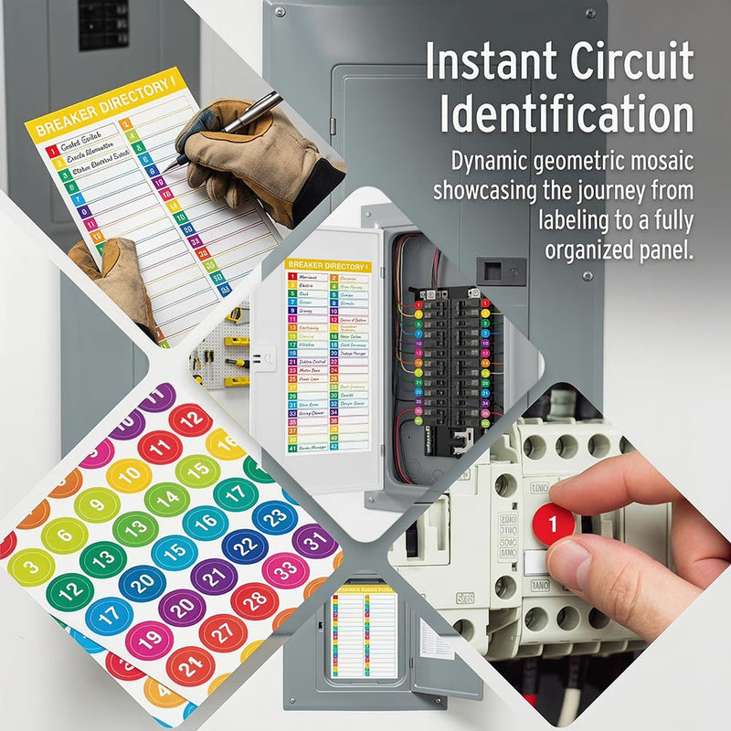 10 Sheets Breaker Panel Labels Electrical Box Sticker Numbers Breaker Panel Labels Electrical Sticker Number Catalog Load Center Adhesive Waterproof Reusable（Colorful） Colorful