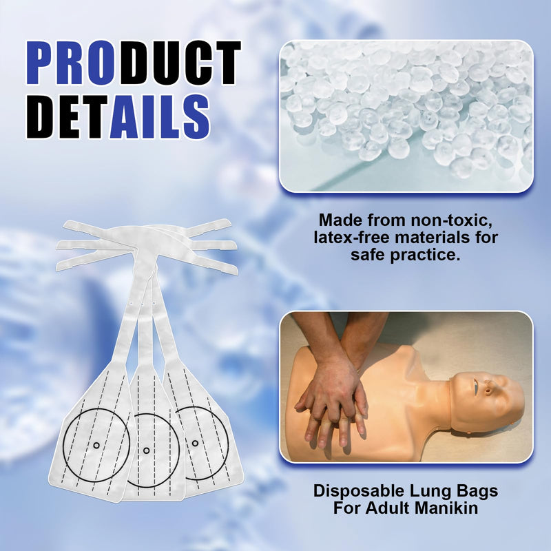 [Australia - AusPower] - 50PCS Professional CPR Lung Bags Compatible with Prestan Adult Manikins,Disposable Lung Bags for CPR Training,Safe & Durable Practice Accessories 