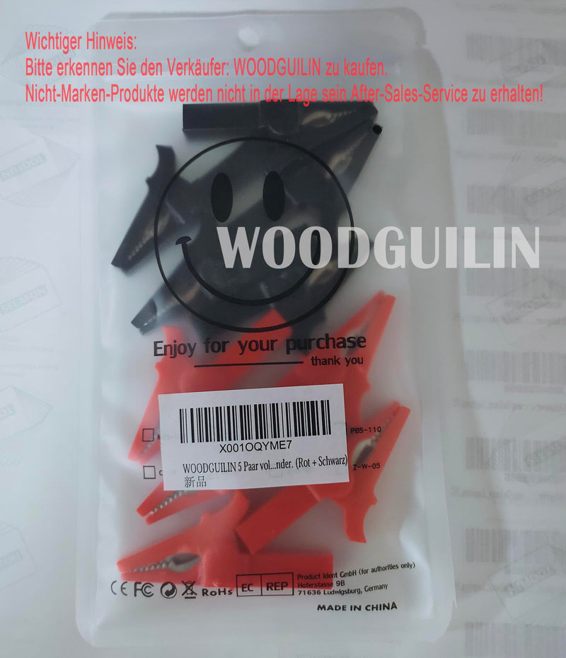 30A Fully Insulated Crocodile Clips with 4 mm Banana Socket | 5 pairs of red black clamps for automotive testing Alligator Clip