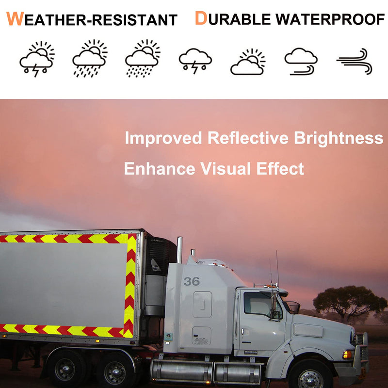 Waterproof Reflective Tape,Red & Yellow 2inch X 30Feet Conspicuity Adhesive Safety Tape,High Visibility Arrow Hazard Warning Reflector Tapes for Trucks Trailer Vehicle Outdoor Signs 2" X 30ft
