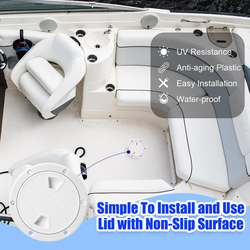 Landical 3 Pack Boat Hatch Circular Non Slip Inspection Hatch Boat Detachable Deck Hatch Cover with 18 Attached Screw Boat Parts for Marine Yacht RV Truck Vent Accessories 4 Inch White