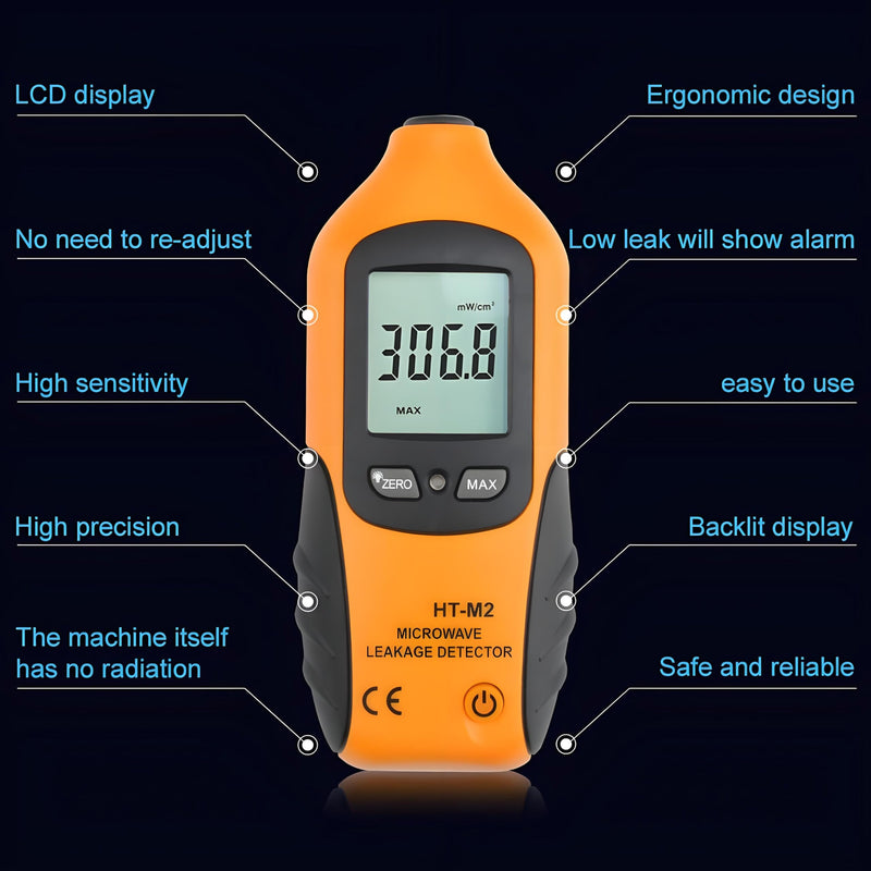 Microwave Tester,HT M2 Digital LCD Display Digital Microwave Oven Tester 2450MHz 9V EMF Meter Radiation Detector Testers with Bag for Home Outdoor Microwave Oven Tasting