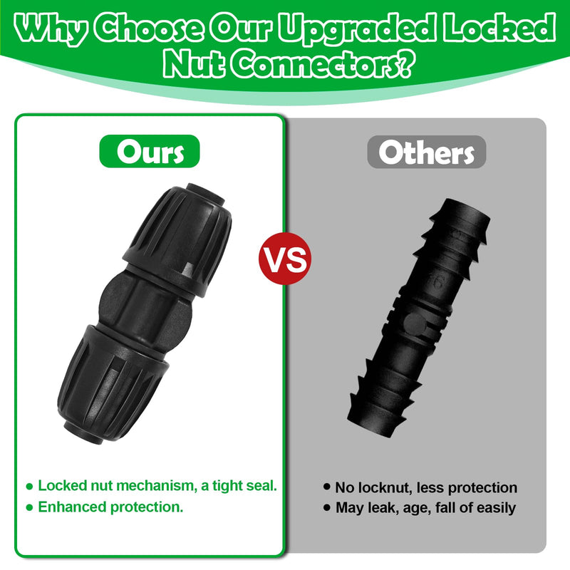 [Australia - AusPower] - 10 Pack 1/2 Inch Drip Irrigation Coupling Fittings (1/2" ID x 0.65" OD) - 1/2'' Drip Line Anti-Drop Barbed Lock Nut Coupler Connectors for 1/2 Inch Drip Irrigation Tubing Irrigation System 1/2" Drip Coupling 