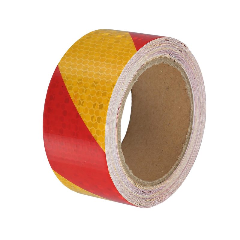 ACROPIX Universal 5cmx10m Yellow and Red Twill Car Reflective Stickers Reflective Tape Safety Warning Reflective Protector - Pack of 1