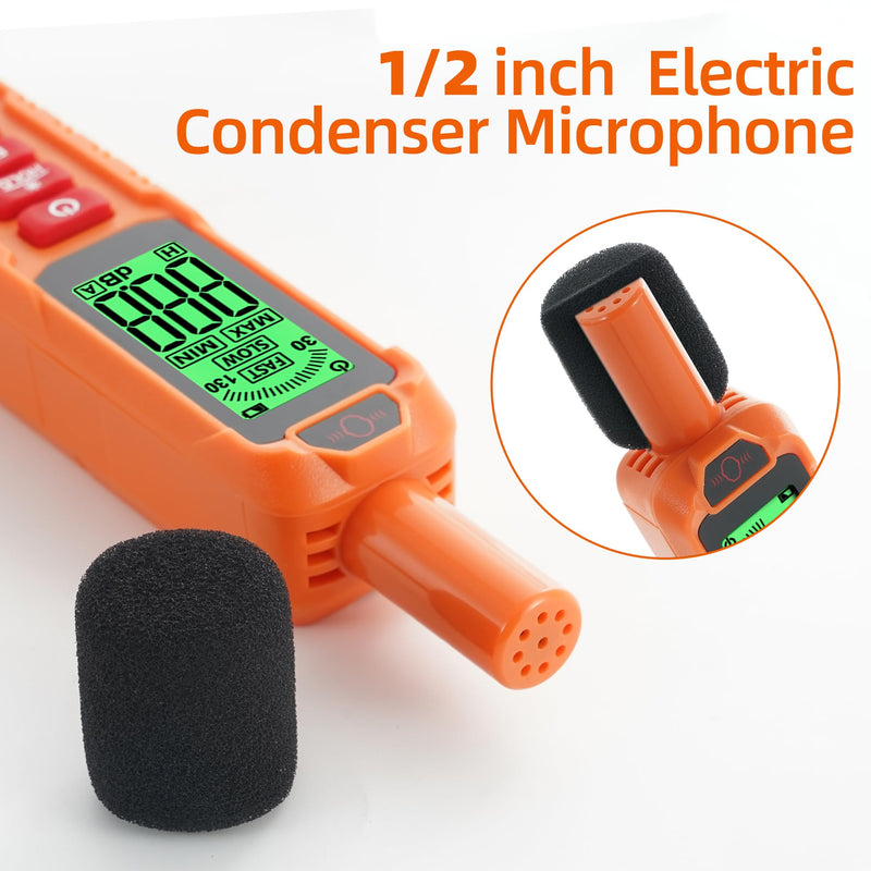 [Australia - AusPower] - Decibel Meter,Portable Db Meter, Noise Decibel Reader, Sound Level Meter for Monitor Noise Range 30-130dB Max/Min, Data Hold, with Backlight Screen, Use for Home, Courtyard, Public Place 