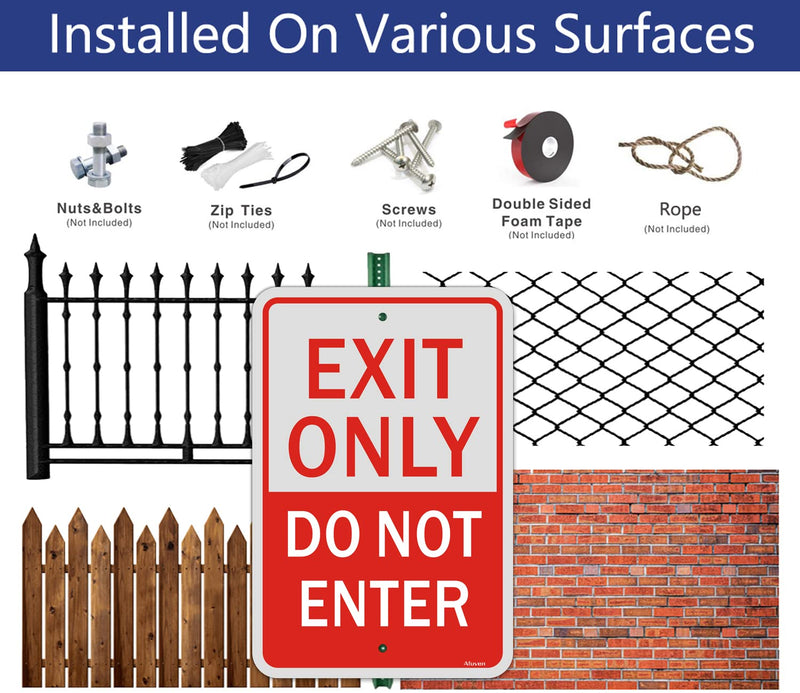 Exit Only Do Not Enter Signs No Entry Metal Reflective 12" x 18" Rust Free Aluminum UV Printed Easy Mounting Outdoor Use Waterproof Sturdy 2 Pack A2