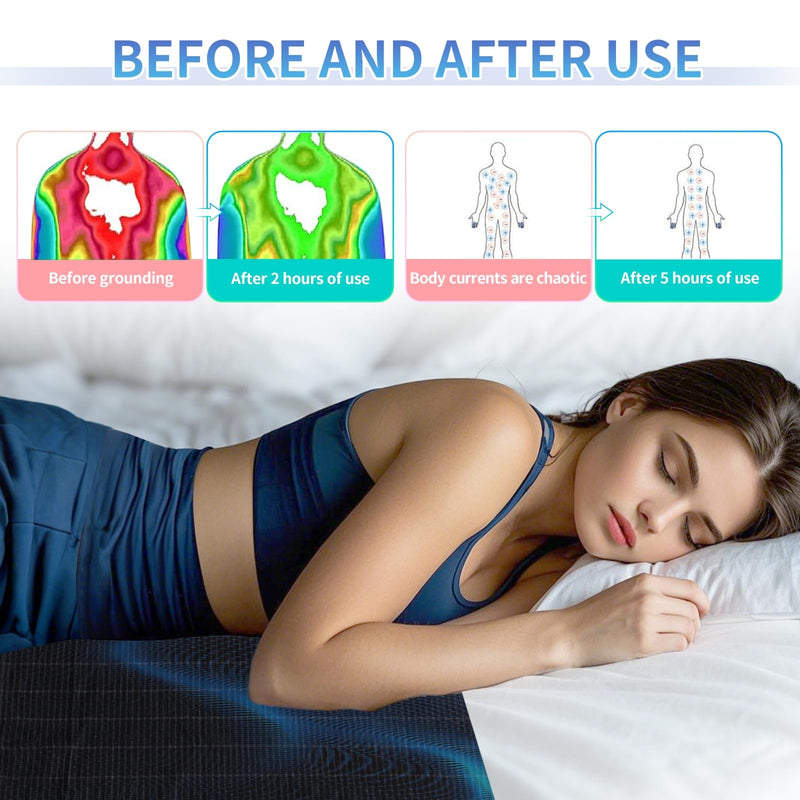 [Australia - AusPower] - Grounding Sheet for Bed, Grounding Half Sheet Fits All Bed Sizes, Organic Cotton and Silver Fiber, Indoor Grounding Sheets for Full Body Balance & Wellness Support (24 x104inch) (Black) 