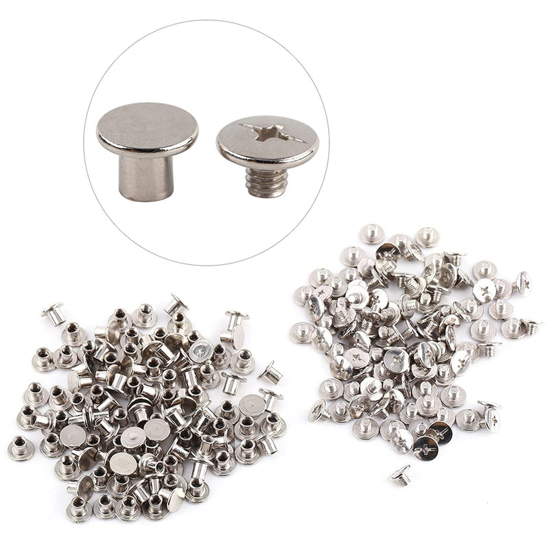 [Australia - AusPower] - Rivet Screws, 100PCS Binding Screws + 100PCS Binder Screw Set DIY Rivet Screw Chicago Binding Screw Phillips Head Rivets for Photo Album Leather Working 