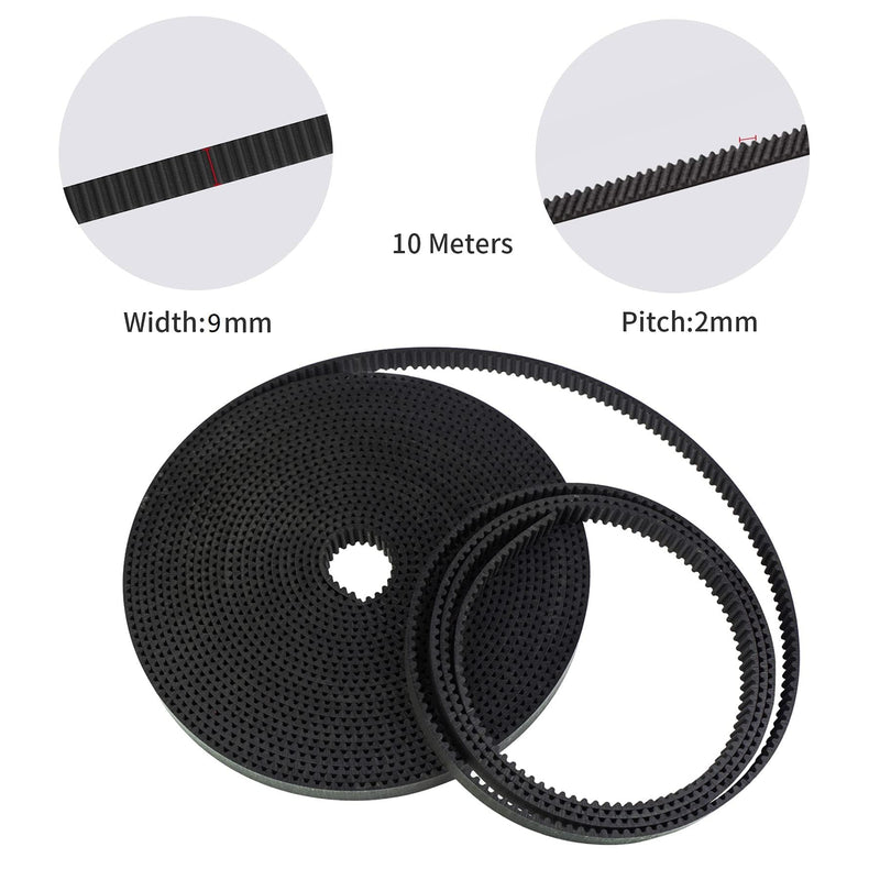 [Australia - AusPower] - GT2 Timing Belt 9mm Width x 10 Meters (32.8 Ft) 2mm Pitch 3D Printer Open GT2 Timing Belt for 3D Printer Timing Belt Pulley Accessories 1 