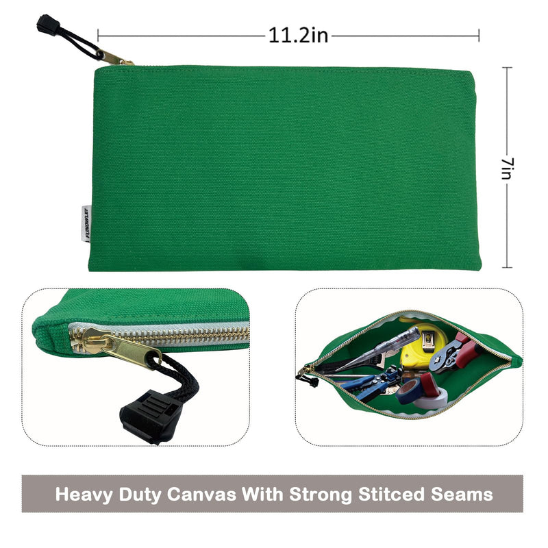 Canvas Tool Bag Zipper Pouch, 8 Pack 12.5 x 7-Inch | Heavy Duty, 16 oz.,Tools Utility Pouches, Multipurpose, Storage Organizer Tote Bags with Metal Zippers