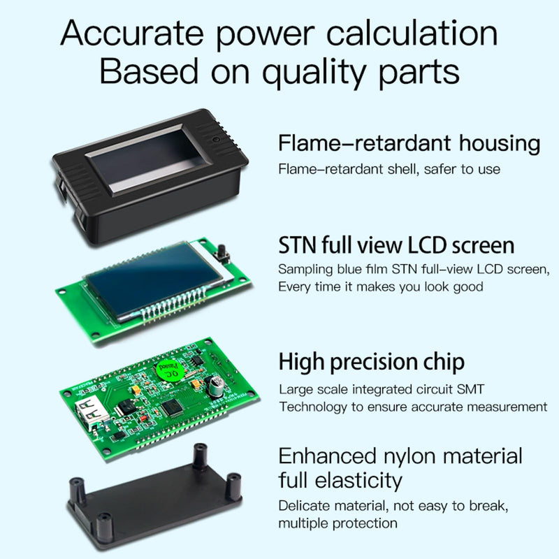 [Australia - AusPower] - DC 8-120V 0-100A Battery Monitor Digital Current Voltage Power Energy Meter Multimeter Ammeter Voltmeter with 100A Current Shunt 