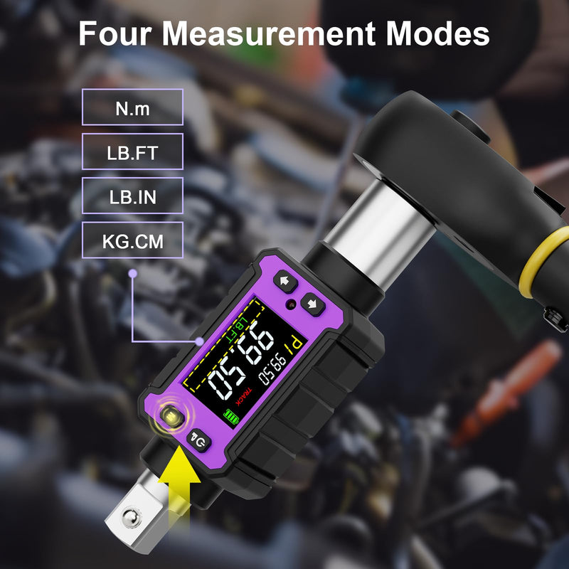 [Australia - AusPower] - Digital Torque Wrench Adapter Set 1/2" Drive, 2.0-99.6 Ft-Lb/2.7-135 Nm, Digital Torque Wrench Converter with ±2% Accuracy, Preset Function, Data Storage, 3/8" & 1/4" Adapter for Bike, Moto 1/2-Inch 