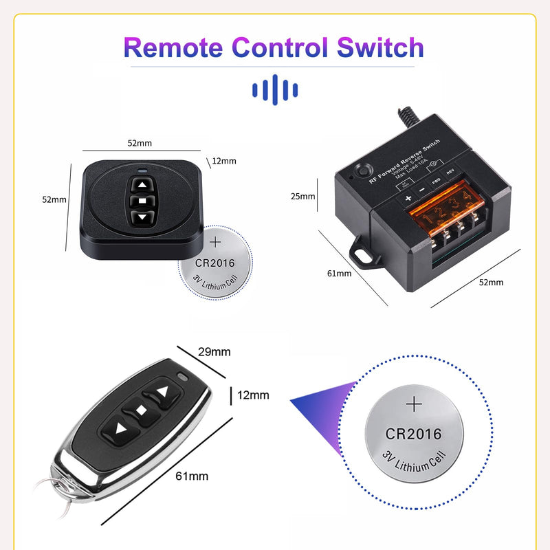 [Australia - AusPower] - 12v Forward Reverse Remote Switch with 10a Relay,Mini Linear Actuator Controller 12 Volt Remote Control Switch,Dc 5v 24v 36v 48v Wireless Up Down Switch for Linear Actuator and Motor 
