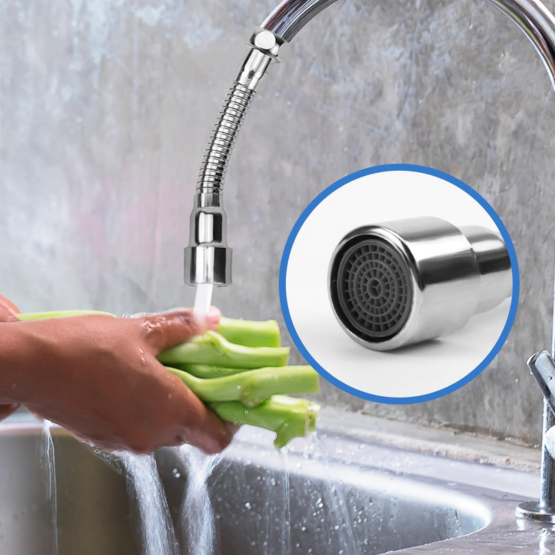 [Australia - AusPower] - VZXZXE Tap Extension 14 cm, 360° Swivel Function, Explosion-proof and Rustproof, Suitable for Bathroom and Kitchen Tap Extensions Silvery 14cm 
