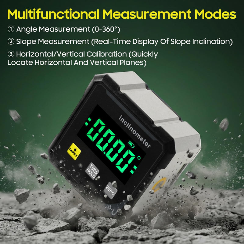 Digital Angle Finder Protractor Tool, 4×90° High Accuracy Measuring Tool with Large Display, 4-Side Magnetic Angle Gauge, Cube Inclinometer, Table Saw Miter Protractor for Woodworking Measuring Tool