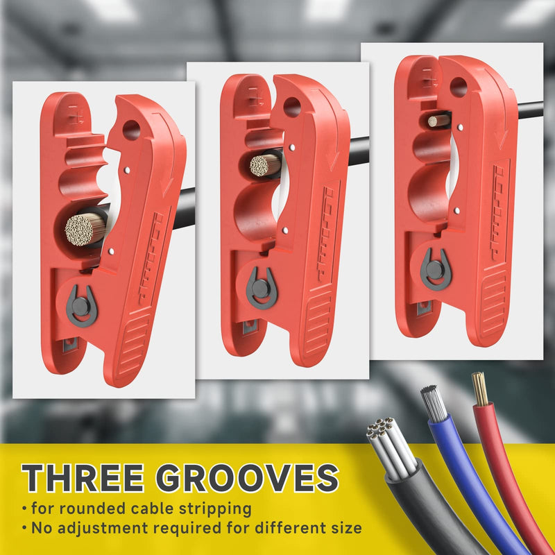 [Australia - AusPower] - iCrimp Round Cable Stripper for AWG 12 to 4/0, Adjustable Cable Jacket Stripper,Wire Stripping Tool with 2 Spare Blade 