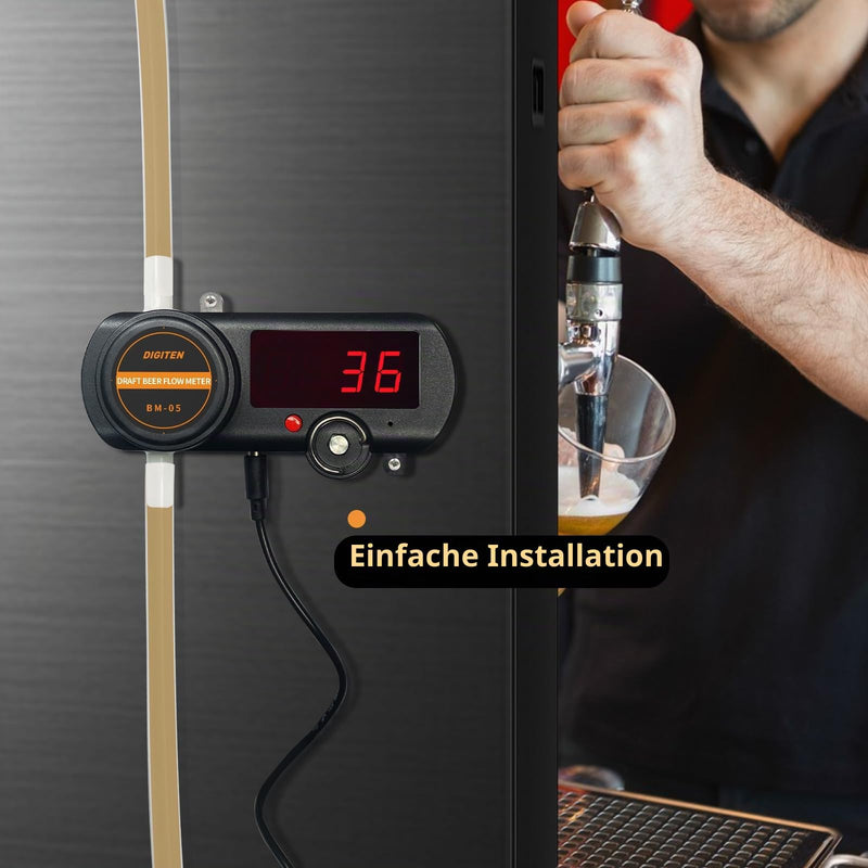 Digital Beer Flow Meter BM-05 LED Display with Power Supply and Accessories, Kosher Beer and Drink Meter