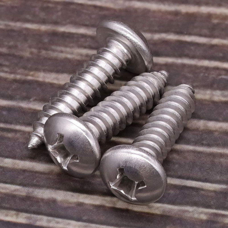 [Australia - AusPower] - #6 x 1/2" Pan Head Sheet Metal Screw, 304 Stainless Steel 18-8, Phillips Drive Self Tapping Screw, Round Head Wood Screw, Bright Finish, Full Thread, Pack of 100 #6 x 1/2" 