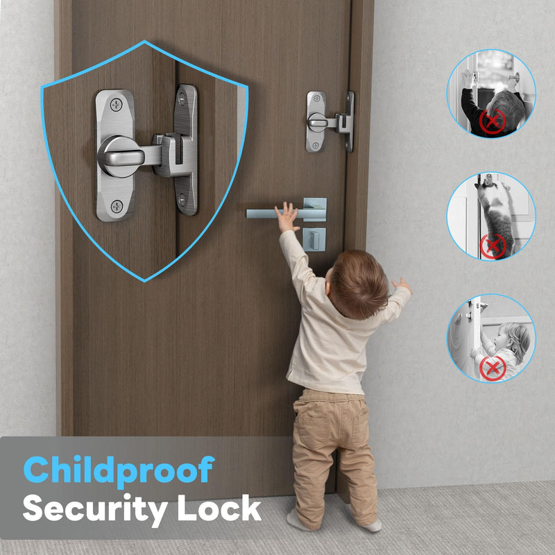 Barn Door Lock, 90/180 Degree Flip Door Locks, Protect Privacy Sliding Gate Latch for Garden, Bathroom, Fence, Outdoor, Shed (Silver-2 pcs) Silver-2 pcs