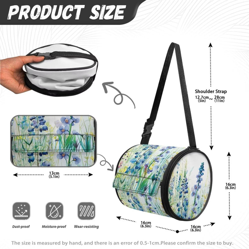 ZDCUSTOM Blue Flower Hanging Toilet Paper Holder Kitchen Paper Towel Holder Roll-Tissue Dispenser Toilet Paper Storage Bag with Adjustable Strap for Camping Bathroom RV Car