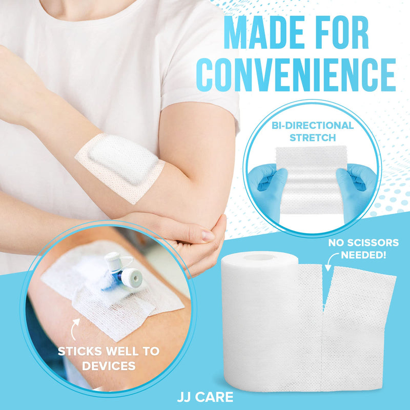 [Australia - AusPower] - JJ CARE Soft Surgical Tape [Pack of 4], 4” x 10 Yards Soft Cloth Medical Tape for First Aid and Wound Care, Latex-Free, Breathable and Hypoallergenic Cloth Surgical Adhesive 4 Inch x 10 Yards (Pack of 4) 