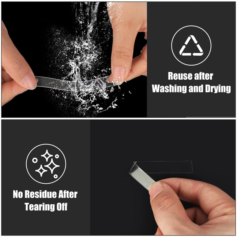 Clear Nano Double-Sided Tape Heavy Duty, Multipurpose Strong Sticky Mounting Tape Narrow (2 Rolls, Total 32.8FT), Traceless Transparent Acrylic Adhesive Gel Tape for Picture Hanging, Poster, Home, Car