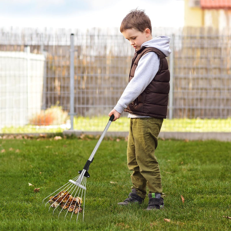 Toyandona Telescopic Leaf Rake Adjustable Retractable Lawn Rake for Leaves and Grass with Lightweight Anti-Skid Handle Garden Yard Tool 28.34In