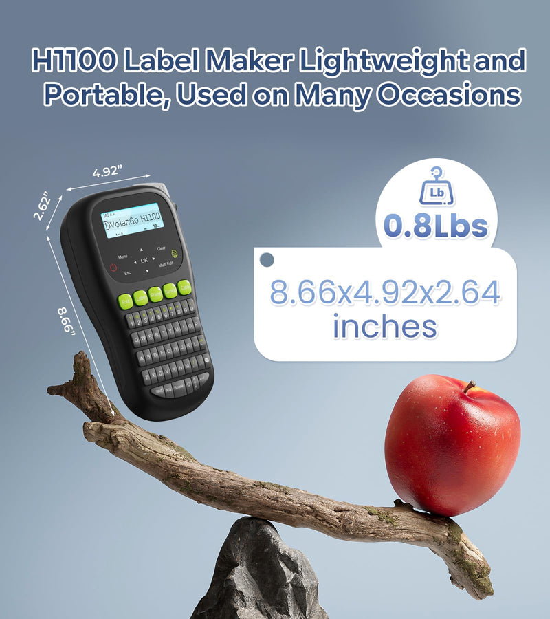 [Australia - AusPower] - Label Maker Machine with-Tape, Label Maker Waterproof-Labels, Wire Labeler Machine with Tapes Laminated, H1100 Handheld Labeling Maker, Backlit-LCD & One-Touch Key, Home Industrial Office Organization Black Label maker with Tape 