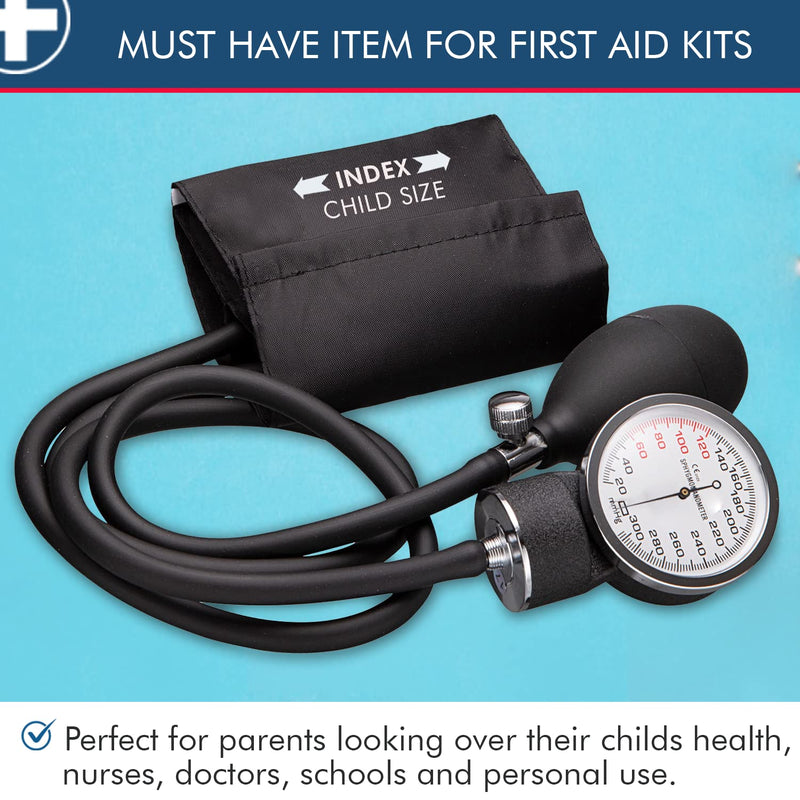 [Australia - AusPower] - NOVAMEDIC Professional Black Pediatric Size Blood Pressure Machine, 7.2”-10.5", Aneroid Sphygmomanometer Medical Supplies, Manual Emergency BP Monitor for High Blood Pressure with Carrying Case 