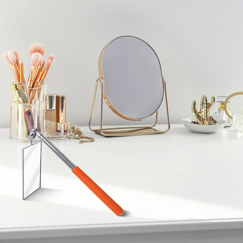 [Australia - AusPower] - Telescoping Auto Inspection Mirror 360° Swivel Head Rectangular Mechanic Mirror Extendable Mirror Up to 19.5" Long Inspection Mirror on a Stick for Checking Observe Vehicle and Small Details 