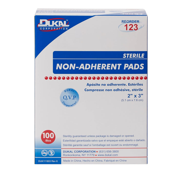 [Australia - AusPower] - Dukal DUK 123 Non-Adherent Dressing Pad, Sterile, 2" x 3" (Pack of 100) 