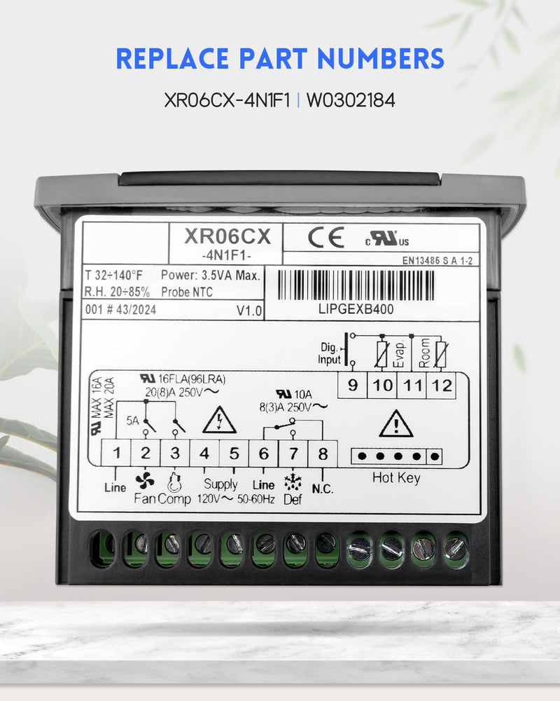 [Australia - AusPower] - Fit for Dixell XR06CX-4N1F1 Temperature Controller with Temperature Sensing Probe，Digital Thermostat Controller Fit for 120V 50-60hz Commercial Refrigerators/ Freezer 