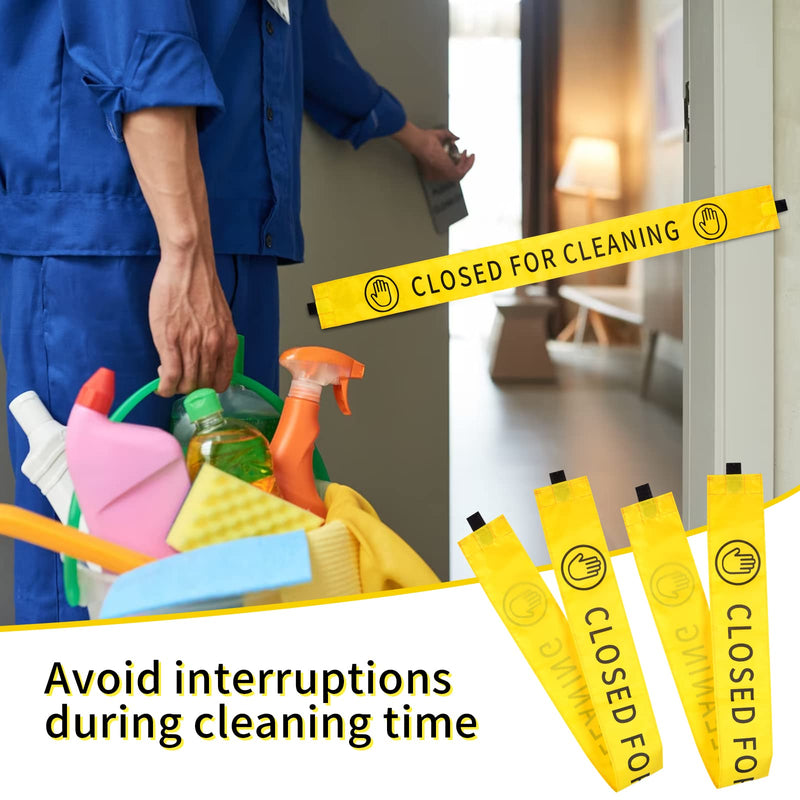 4 Pcs Restroom Closed for Cleaning Sign with Magnetic Ends Magnetic Bathroom Cleaning Sign Cleaning Banner for Door Cleaning In Progress Sign 42×3.5 In