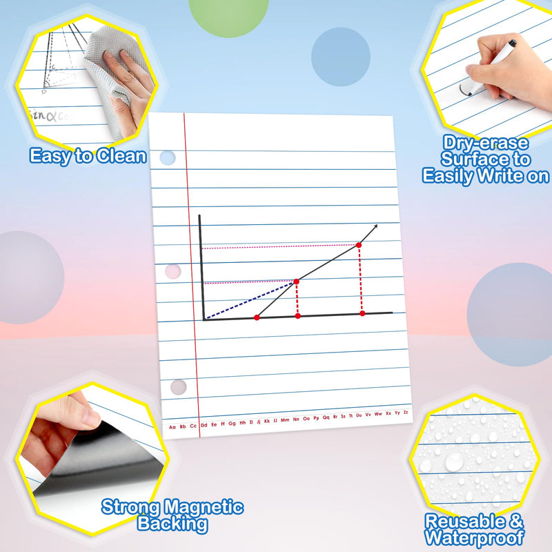 [Australia - AusPower] - Giant Magnetic Notebook Paper,Dry Erase Handwriting Lined Paper for Classroom Whiteboard Accessories, Chart Paper Teacher Must Have Homeschool Teaching Supplies,Teacher Essential,17" x 21.5" 