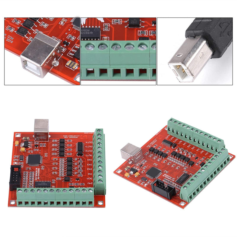 Walfront USB Interface Board, USB CNC Controller 4 Axis Motion Control Card, Interface Board for Stepper Motor Driver