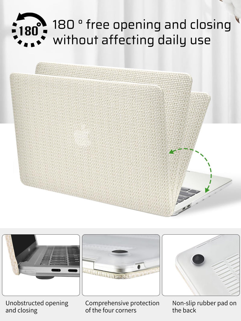 [Australia - AusPower] - Seorsok Compatible with MacBook Pro 13 inch Case M2 2023,2022,2021-2016 A2338 M1 A2251 A2289 A2159 A1989 A1708 A1706,Elegant Leather Plastic Hard Shell Transparent Keyboard Cover,Beige Woven Fabric Pro 13 (A2338 M1 A2251 A2289 A2159 A1989 A1706) Beige 